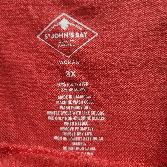 St John's Bay Long Sleeve Cowl Neck Tunic Sweatshirt Plus Size 3X Pink Rose Red - Picture 2 of 4